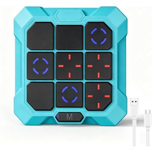 Tic Tac Toe Game, 6-in-1 Electronic Tic Tac Toe with Mute & Rechargeable - Handheld Travel Board Game for Kids Ages 4+, Adults, Family - Educational Learning Toy for Boys Girls Blue
