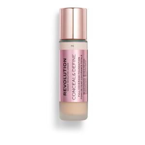 Makeup Revolution Conceal and Define Foundation, Full Coverage & Matte Finish, F6 for Dark Skin Tones, Vegan & Cruelty-Free, 0.7 Fl Oz