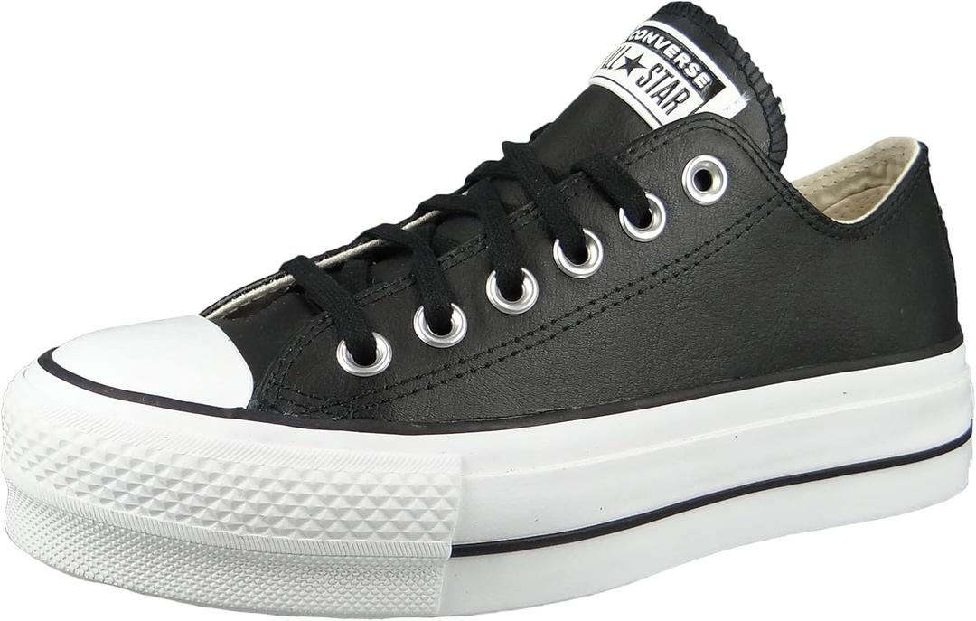 Converse Women's Chuck Taylor All Star Lift Platform Denim Fashion Sneakers (7.5, Black/Black/White)