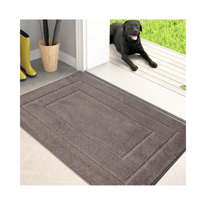 PURRUGS Dirt Trapper Door Mat 24" x 35.5", Non-Slip/Skid Machine Washable Entryway Rug, Dog Doormat, Super Absorbent Welcome Mat for Muddy Wet Shoes and Paws, Grayish Brown