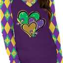 Mardi Gras Shirts for Women Funny Carnival Tuesday T Shirt New Orleans Party Shirt Mardi Gras Outfit Long Sleeve Tops (M)