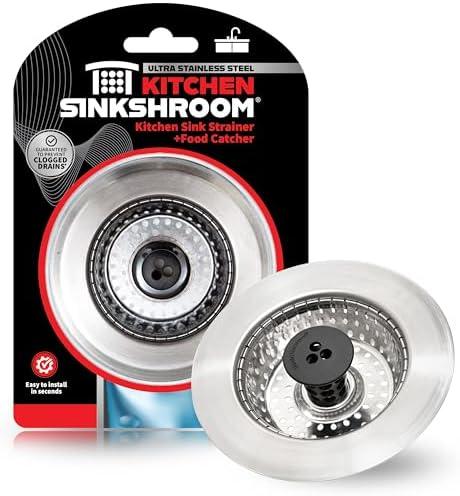 Kitchen SinkShroom Revolutionary Clog-Free Stainless Steel Sink Strainer, Chrome (Gray, Pack of 6)