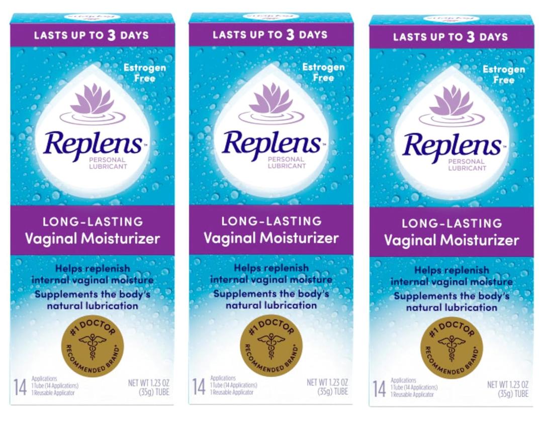 Replens Long Lasting Vaginal Moisturizer, 35 g (Pack of 3) 14 Applications and One reusable applicator by Replens