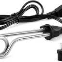 Huquary 1 Piece Portable Immersion Water Heater 300W 120/240V Electric Camping Accessories Dual Voltage Immersion Heater Travel Boiler Water Heating Rod with Travel Adapter for Coffee (Black)