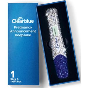 Clearblue Bedazzled Pregnancy Announcement Keepsake Stick 1ct; Unique and Memorable Reminder for Sharing Special Moments on Social Media