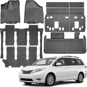 Floor Mats Compatible with Toyota Sienna 2013-2020 (7 Seats),Cargo Liner with Backrest,All Weather Protection TPE, Anti-Slip Floor Liner Accessories