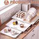 3-Tier Large Nesting Stone Dish Drying Mats with Bamboo Rack, 24x16, 20x16,16x12 in