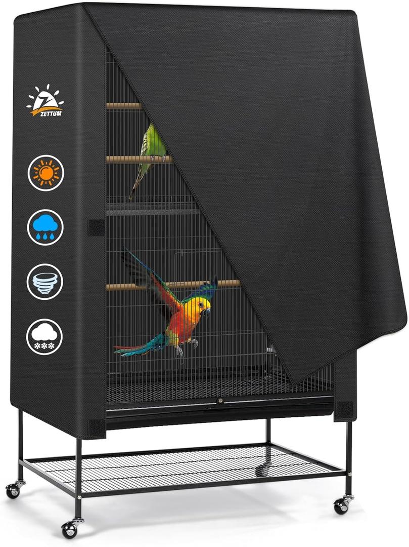 Bird Cage Cover - 600D Bird Cage Covers for Night Heavy Duty & Waterproof, Fade-Resistant Pet Bird Cage Cover Accessory for Parakeet, Parrot, Cockatiel and More Finches - 19 x 19 x 40 Inch