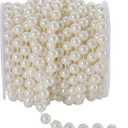 KAOYOO 33 Feet Artificial Pearls String Beads Chain Pearl Strands Spool Pearl for Garland Wedding Party Decoration and Christmas Tree Decoration(10MM Ivory)
