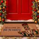 Lanpn Christmas Welcome Natural Coir Door Mat, Nutcracker Coco Front Door Outdoor Doormat Outside Entrance Porch Non Slip Rubber Rug Winter Xmas Farmhouse Decor (Brown, 30x17 inch) (1'5" x 2'6" (Rectangular))