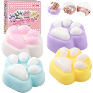 4Pcs Taba Stress Relief Squishy Toys Cat Paw, Cute Kawaii Paw Sensory Squeeze Toys, Handmade Ultra Soft Animal Squishies Toys, Party Favors Squishy Fidget Toys for Kids Adults