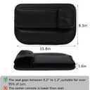 Car Seat Gap Filler with Pockets Leather Car Seat Organizer Automotive Accessories Front Seats Adjustable Gap Filler for Phones Glasses Keys Cards Black