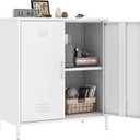 Metal Storage Cabinet with 2 Door, Steel Locker Sideboard Buffet Cabinet Console Table for Home Office (White)