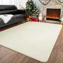 Przemy Washable Area Rug for Bedroom Living Room, 4x6 Feet Cream Memory Foam Rug, Super Soft Modern Indoor Carpet for Bedside Kids Room Girls Boys Dorm Nursery Decor Mat