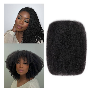 Afro Kinkys Bulk Human Hair For Braiding Afro Kinky-Curly Human Hair Bulk For Mini Twist Hair 22Inchs 50g/pack Bulk Human Braiding Hair For Micro Locs Extensions (1B, 22Inchs,50g/pack)
