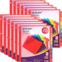 SUQJOY Binder Index Dividers with Tabs, 96 Count 3 Ring Binder Dividers with Pockets, 8 Tab Dividers for 3 Ring Binder, Plastic Sheet Protectors for US Letter Size, 8 Color Tab Dividers,12 Packs