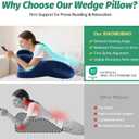 xiaomubiao X‑Large Adaptive Hip Wedge Pillow for Couples Adults, Firm Memory Foam Ergonomic Support, Multi‑Use Reading Pillow for Bed Sitting Resting Leg Elevation, Removable Washable Blue Cover