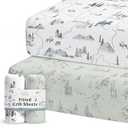Crib Sheets Neutral - Fitted Baby Crib Sheets Bed for Girl Boy - 2 Pack Standard & Toddler Mattress - Buttery Soft Organic Cotton Blend 