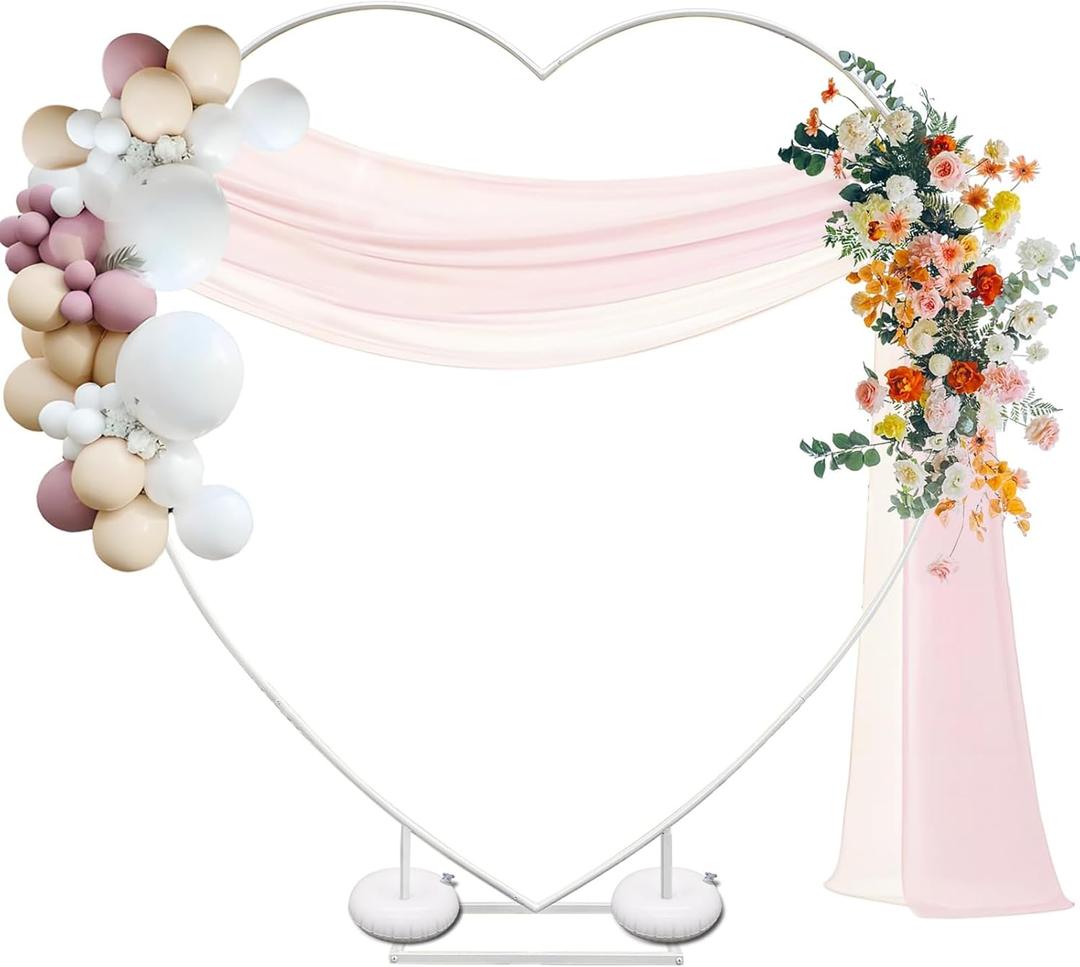 7FT Metal Heart Arch Heart Shaped Backdrop Stand Wedding Arch for Proposal Ceremony Valentine's Day Birthday Party Baby Shower Banquet Photo Decoration , White