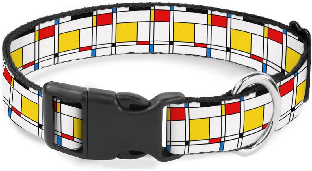 Red Yellow Black White Line Stripes Dog Collars Soft Adjustable Collar Strap for Dogs Cats Pet Size: Adjustable 17-27 Inch