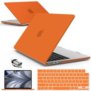 IBENZER Compatible with MacBook air 13 inch Case 2026 2025 2024 2023 2022 M4 A3240 M3 A3113 M2 A2681, HardShellCase w/KeyboardCover ScreenFilm Type-C for Mac air 13.6", Orange, KK-OR+2TC