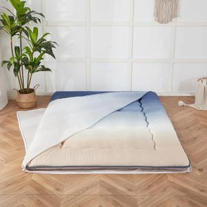 Zelladorra Futon Mattress Cover, Zippered Japanese Floor Mattress Cover, Machine Washable (Coastal Gradient, Queen)