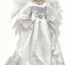 12-inch Lighted Angel Christmas Tree Topper, Angel Ornaments for Xmas Tree Decor, Battery Operated with Warm White LED Lights, Home Holiday Party Decorations (1pcs)