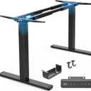 Huuger Dual Motor Electric Standing Desk Frame, Sit Stand up Desk Leg for 47.2 to 86.6 Desktop, Computer Desk Leg with Cable Tray, 3 Memory Height Presets, 2 Hooks, Black Frame Only, 33.09" L x 5.51" W x 28.4"-46.5" H