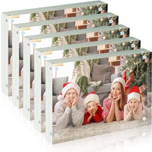 Syntrific 5x7 Acrylic Photo Frame 5Pack Premium Acrylic Photo Frame Magnetic Picture Frames Clear