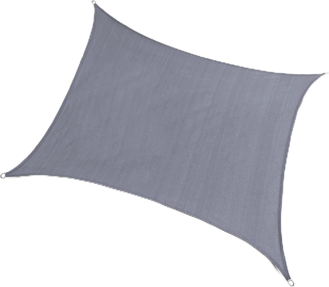 SUNNY GUARD Sun Shade Sail 12'x12' Rectangle Silver Grey UV Block Sunshade for Backyard Yard Deck Patio Garden Outdoor Activities and Facility