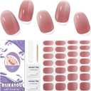 Semi Cured Gel Nail Strips, 28 pcs Gel Nail Stickers, Work with Any UV Lights, Long-Lasting Nail Wraps, Stick on Nails for Women Easy to Apply & Remove