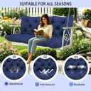 Durable Extra 5" Thick Waterproof Outdoor Porch Swing Cushions 60-inch Swing Cushions 3 Seater Replacement Fade-Resistant with Backrest and 8 Ties, for Outdoor Patio Long Bench Furniture