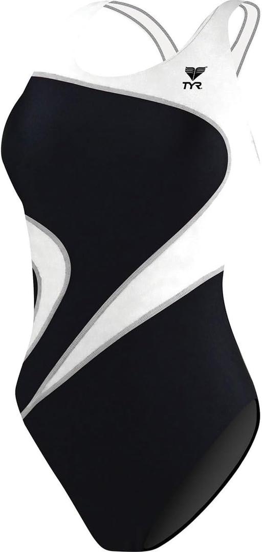 TYR SPORT INC Women's Alliance T-Splice Maxfit Swimsuit (30, Black/White)