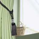 Fenghuangwu Tassel Curtain Tiebacks Handmade Curtain Tie Backs, Elegant Crystal Curtain Holdbacks for Home Office Decor (Charcoal, 4P)