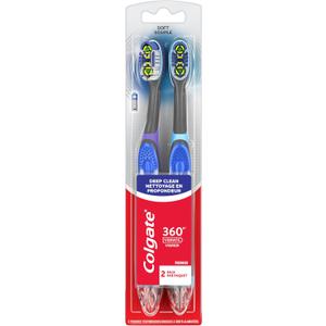 Colgate Total Advanced 360 Floss Tip Sonic Battery Powered Toothbrush, 2 Pack (Multicolored)