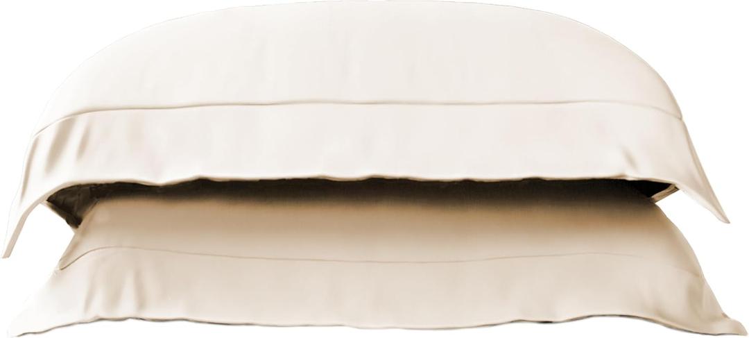 Carressa Linen 100% Egyptian Cotton Pillow Shams - 1000 Thread Count Pack of 2 Ivory Pillow Shams, 20 x 30 Cushion Cover, Super Soft Decorative Pillow Cover, Cooling Pillow Sham (Envelope Closure) (30" x 20" (Pack of 1), Ivory Cream)