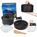 aiGear Camping Cookware Mess Kit, Non-Stick Camping Pan Pot Kettle, Lightweight Aluminum Camping Utensils, Collapsible Portable Camping Cooking Set for Outdoor Cooking Hiking Picnic