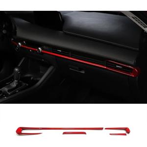Car Accessories Fit for 2019 2020 2021 2022 2023 2024 2025 Mazda 3 Axela Inner Dashboard Center Console AC Air Vent Outlet Cover Trim (Red) ABS 4 PCS