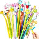 30 Pcs Squishy Pens for Kids, Cartoon Cute Fun Pens, Black Gel Ink Pens for Kids Party Favors Classroom Prizes School Office Home Supplies