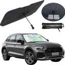 Car Windshield Sun Shade Umbrella, Foldable Automotive Sunshade Cover for Block UV Rays & Heat, Vehicle Interior Front Window Protector Accessories, Universal for Vehicles (Folding Handle)