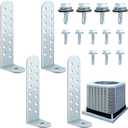 4 Pack Hurricane Condenser Brackets with Screws 4-1/4'' Hurricane Clips Universal Tie Down Kit Heavy-Duty Galvanized Steel Brackets for Concrete & Masonry Condenser Pad
