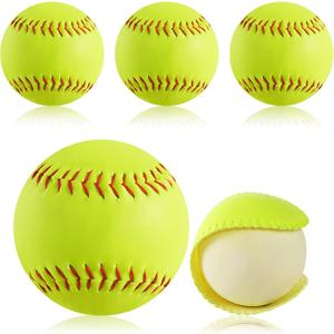 GKK Softballs 12 Inch Sports Practice 4 Pack Official Size and Weight Softball Fastpitch Practice Softballs Autograph Softball Training Ball for Games, Soft Toss, Batting