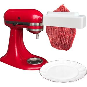 PLUSMeat Tenderizer for All KitchenAid and Cuisinart Household Stand Mixers- Mixers Accesssories Attachment with Stainless Steel Gears, WhiteImproved Extended New Version