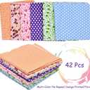 42Pcs 10"x10" Quilting Cotton Fabric Squares Sheets Pre-Cut Multi-Color Design Printed Floral Craft Fabric for DIY Sewing Scrapbooking Quilting Craft Patchwork (Red/Pink/Yellow/Green/Blue/Purple)