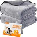 LOOBANI Washable Pee Pads for Dogs, Fast Absorption Reusable Puppy Pads, Waterproof Whelping Pads, Non Slip Training Pads Pet Playpen Mat for Floor, Dog Crate, Grey 2 Pack 34 x 52 in