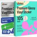 Uinkit Printable Vinyl Sticker Glossy and Tranparent each 105 Sheets For Inkjet Printer Cricut Machine For Handmade Crafts