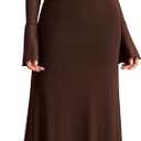 KUTUMAI Elegant Off Shoulder Long Sleeve Maxi Dress Bodycon Tie Formal Wedding Guest Dresses for Women 2025 Fall (XS)