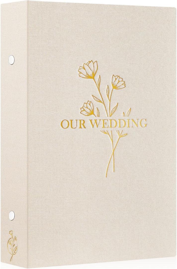 Lanpn Wedding Photo Album 4x6 300 Pocket Photos Slip in, Linen Cover Large Capacity Newlywed Marriage Album Hold 300 Horizontal Photos (Flower, Beige)