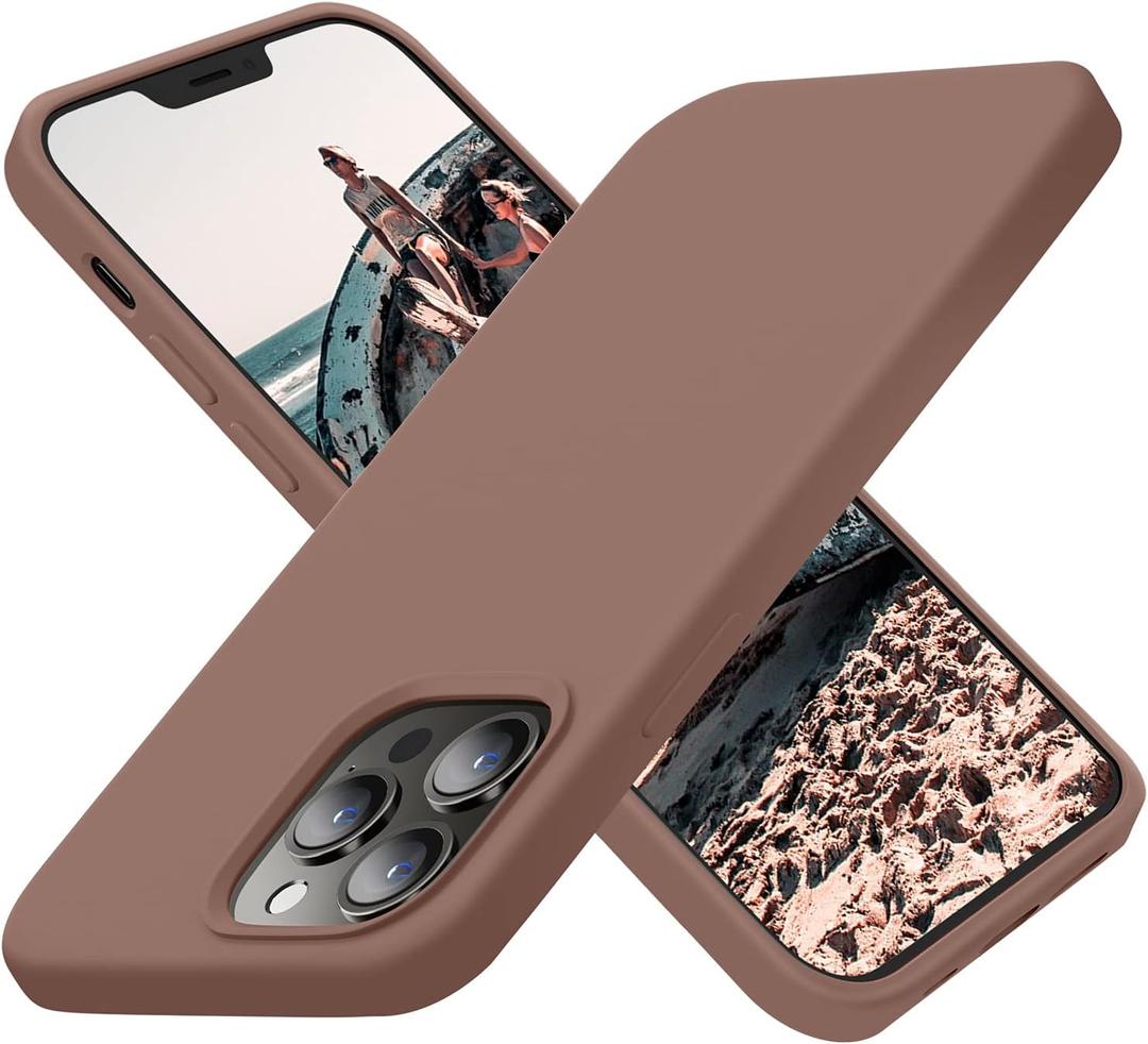 Cordking Designed for iPhone 13 Pro Case, Silicone Ultra Slim Shockproof Protective Phone Case with [Soft Anti-Scratch Microfiber Lining], 6.1 inch, Light Brown