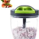 Manual Vegetable Chopper Hand String Onion Cutter Garlic Mincer Manual Food Processor for Ginger, Chili, Fruit, Meat, Nuts Food Chopper 900ml, Green